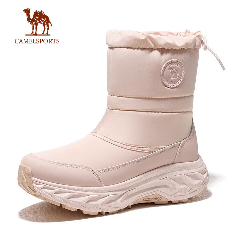 CAMEL SPORTS รองเท้าลุยหิมะกลางแจ้งฤดูหนาวผู้หญิงบวกกํามะหยี่อบอุ่นกันน้ํากันลื่นสูงด้านบน