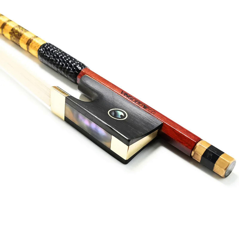 810V 4/4 Size Pernambuco VIOLIN BOW Ebony Frog Brass Aolly Mounted Natural Horsehair Violin Parts Ac