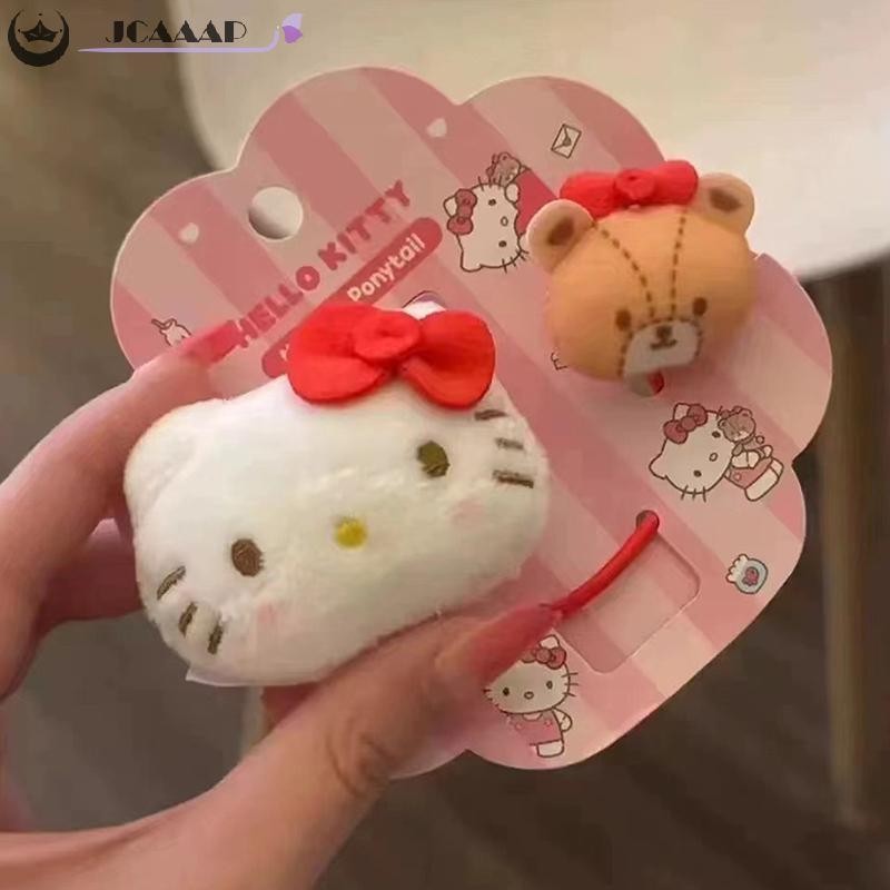 Jcaap Sanrio Kawaii Hello Kitty All-match หัวเชือกการ์ตูนหวาน Plush ตุ๊กตาหมีเชือกผมผมหางม้าสูงอุปกรณ์เสริมผมสาวของขวัญ Th