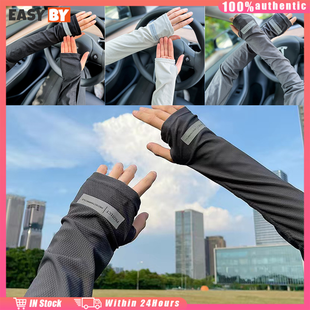 จัดส่งรวดเร็ว 1คู่ ปลอกแขนกันแดด uv ป้องกันรังสียูวี สําหรับขี่จักรยาน ผ้าโพลีเอสเตอร์ ใส่เย็น เหมาะกับชายและหญิง