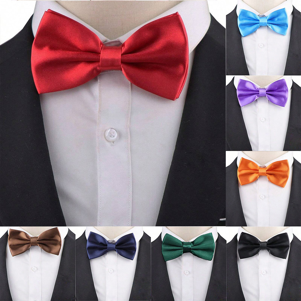 Zonfaz ผ้าไหมสีทึบ Bowtie สําหรับผู้ชายคลาสสิกอย่างเป็นทางการ Casual งานแต่งงานธุรกิจ Bow Tie