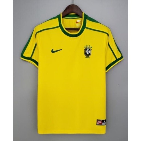 1998 Brazil Home Retro Soccer Jersey Football Vintage Sports Jersey #RONALDO #RIVALDO