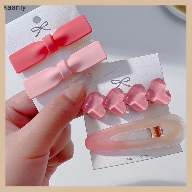 [KAN] หวานน่ารักสีชมพู Dopamine กิ๊บติดผมสําหรับผู้หญิง Kawaii กิ๊บโลหะสาวเครื่องประดับผม Bangs กิ๊บติดผมหักคลิปด้านข้าง FXH