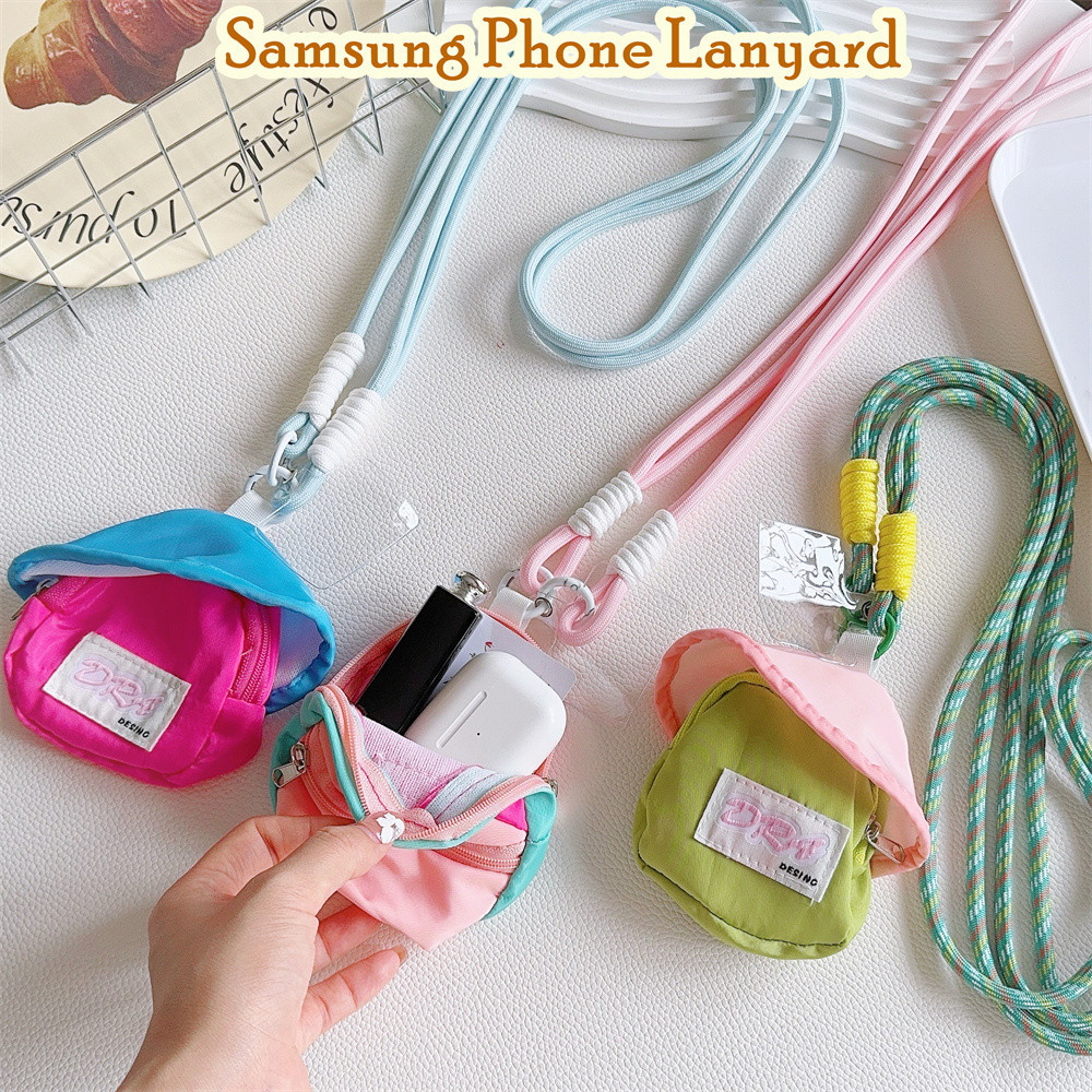 SAMSUNG สต็อกพร้อม! สําหรับ ซัมซุง โทรศัพท์เชือกเส้นเล็กสายรัดแขวนสาย แอร์พอด เชือกเส้นเล็กสีตัดกันป้องกันการสูญหายโซ่สําหรับผู้หญิงพวงกุญแจ เลขที่.8