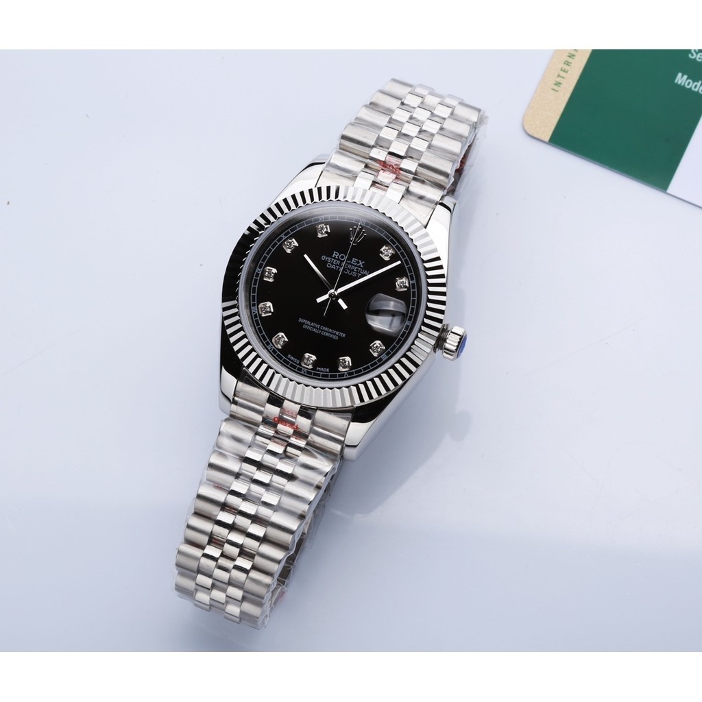 ROLEX DATEJUST RZ100 41MM黑色表盘高贵豪华，男士手表经典潮流，不锈钢表带简约精致自动机械男士腕表