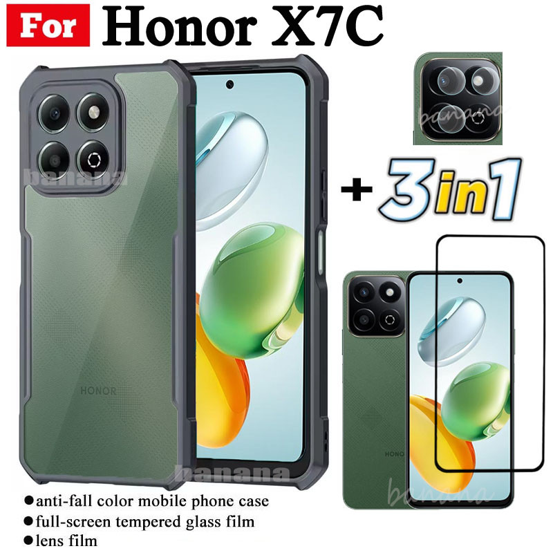 3 IN 1 Honor X7C Anti-fall โทรศัพท์มือถือสําหรับ Honor X7B X7A X6B X6A X8B X8A ฟิล์มกระจกนิรภัย + ฟิ