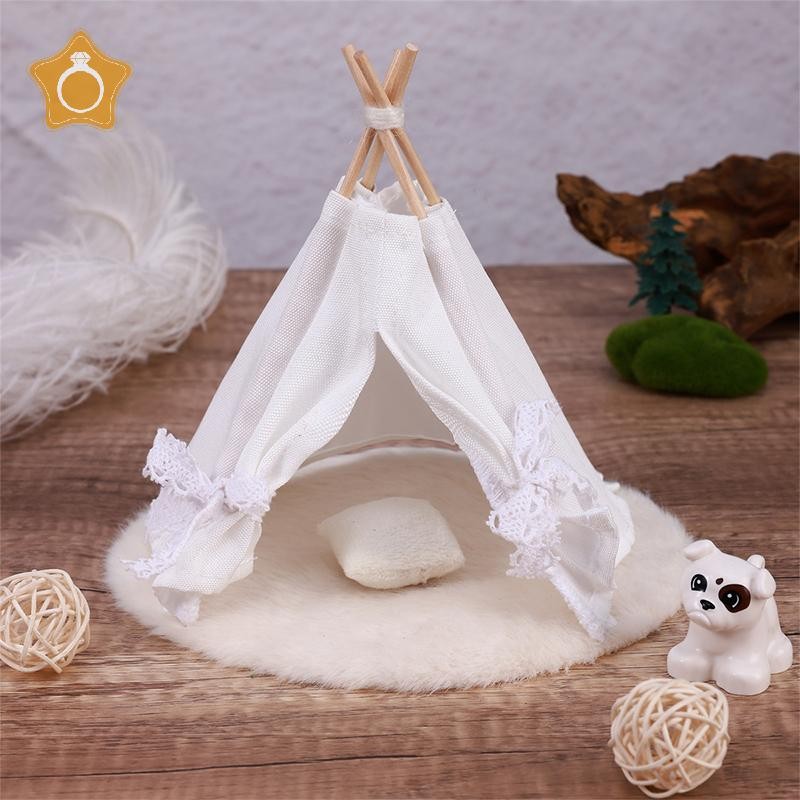 [IN] 1:12 Dollhouse Outdoor Travel Camping เต็นท์สีขาวชุด W/พรมหมอนตุ๊กตา House Miniature Fairy Garden Micro ฉากตกแต่งของเล่น TH