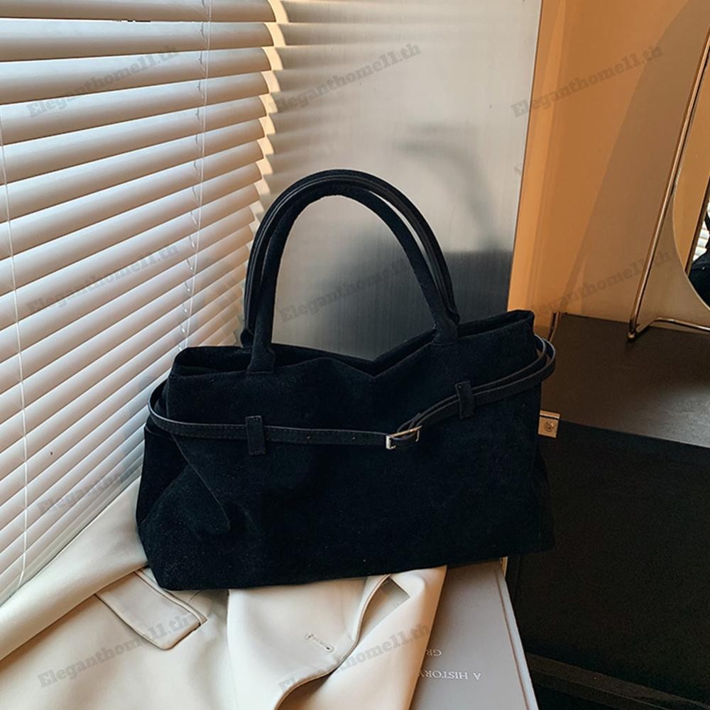 Faux Suede Tote Bag กระเป๋าถืออินเทรนด์กระเป๋าทํางานแฟชั่น Retro Satchel Bag สําหรับผู้หญิง