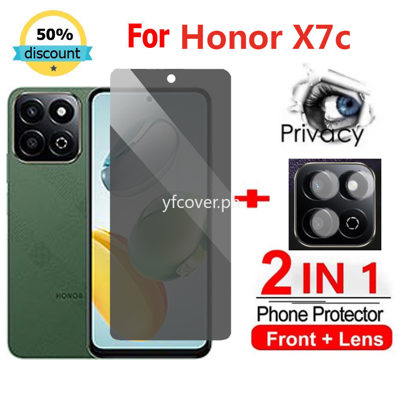 2 in 1 Honor X7c ความเป็นส่วนตัวกระจกนิรภัย Anti-Spy สําหรับ Honor X8b X7b X8a X7a X6a X50 X8 X9 X7 X6 90 Lite 5G กล้อง Protector Full Coverage Screen Protector