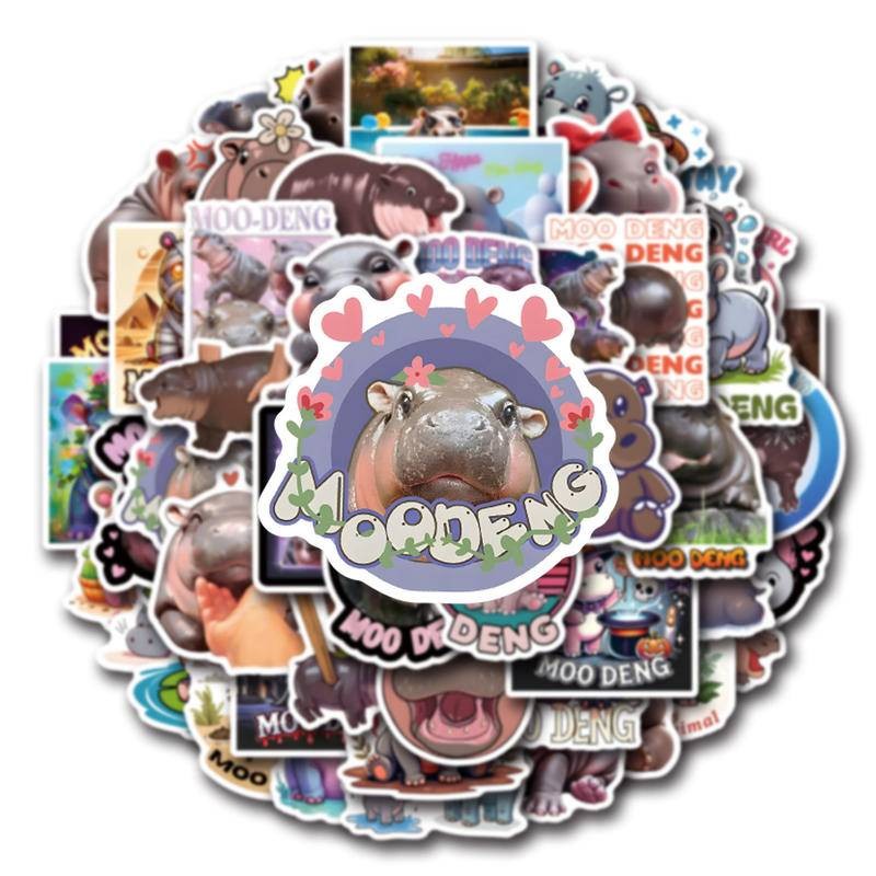 50 ชิ้น/ล็อตสัตว์การ์ตูนเด็ก Hippo Moo Doong สติกเกอร์ของเล่น Moo Deng กันน้ําคอมพิวเตอร์โทรศัพท์มือถือคอสเพลย์สติกเกอร์ของขวัญวันวาเลนไทน์