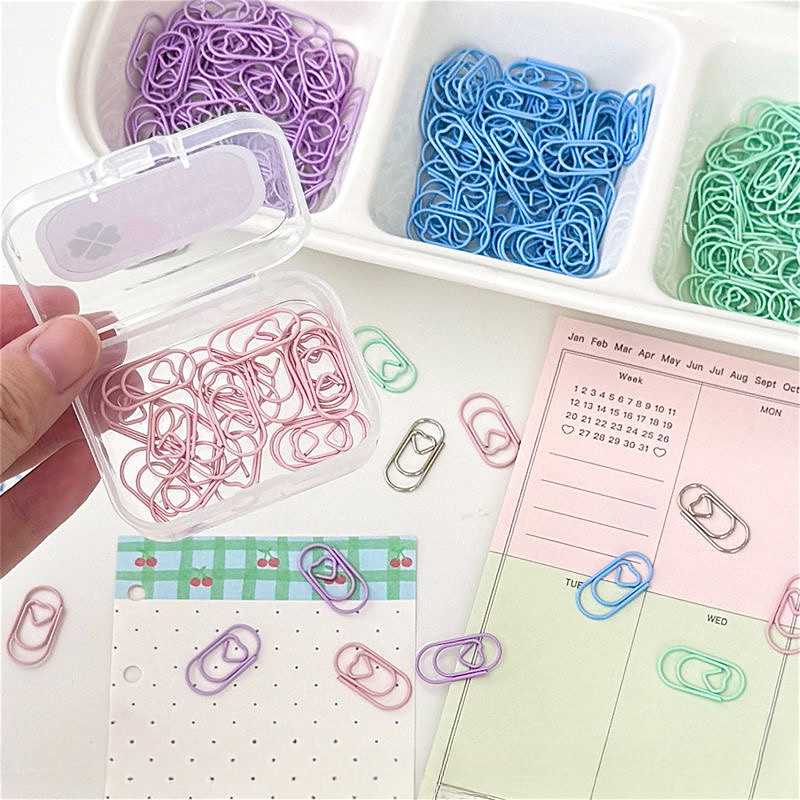 Ins Love คลิปหนีบกระดาษโลหะสีสันสดใสวัสดุบรรจุภัณฑ์คลิป