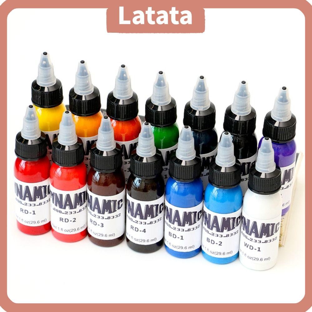 สีฝึกสัก LATA, หมึกสักสีแดงสีเขียว 30ML, คุณภาพสูงสีขาวสีฟ้าสีม่วงสีชมพูสีดําสีน้ําตาล Tattoo Pigment