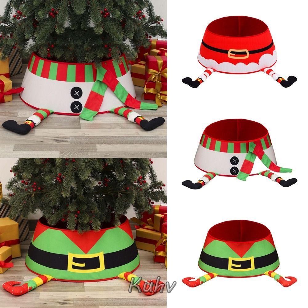 Kuhv กระโปรงต้นคริสต์มาส, ตกแต่งงานปาร์ตี้ Merry Christmas พรมแผ่นปูพื้น, เครื่องใช้ในบ้าน Happy Year อุปกรณ์ต้นไม้ผ้าห่มกลางแจ้งคริสต์มาส