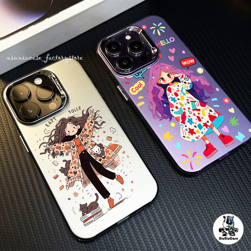 Curly Haired Girl เคสไอโฟน11 16 ซิลิโคนนุ่มเคสโทรศัพท์ For IPhone 11 12 13 14 15 16 Pro MAX 8P 7Plus X XR XS เคสมือถือ