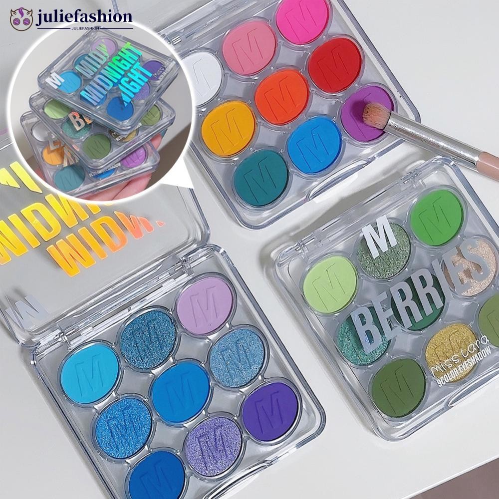 Juliefashion แผ่นอายแชโดว์เก้าสีมุกสีฟ้าสีเขียวสีม่วงสไตล์ยุโรปและอเมริกาเวทีแต่งหน้าอายแชโดว์ Y2Z6