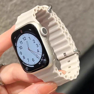 สายนาฬิกาซิลิโคนทะเล For Iwatch Apple Watch Ultra/SE 3 2/Ultra 49มม 44 40 42 38 41 45มม Series 11/10 9 8 7 6 5