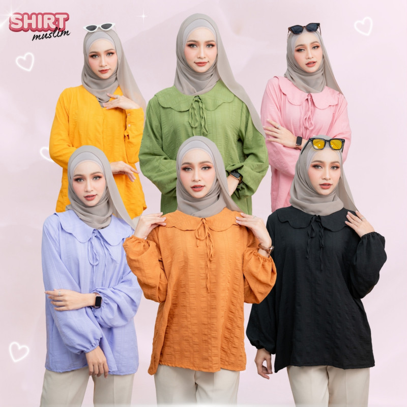 เสื้อแขนยาว ผ้าสลาฟมีริ้วในตัว คอบัวหยัก ดีเทลน่ารัก ทันสมัยไม่รัดรูปใส่แล้วดูดี DG39วาริสมุสลิม