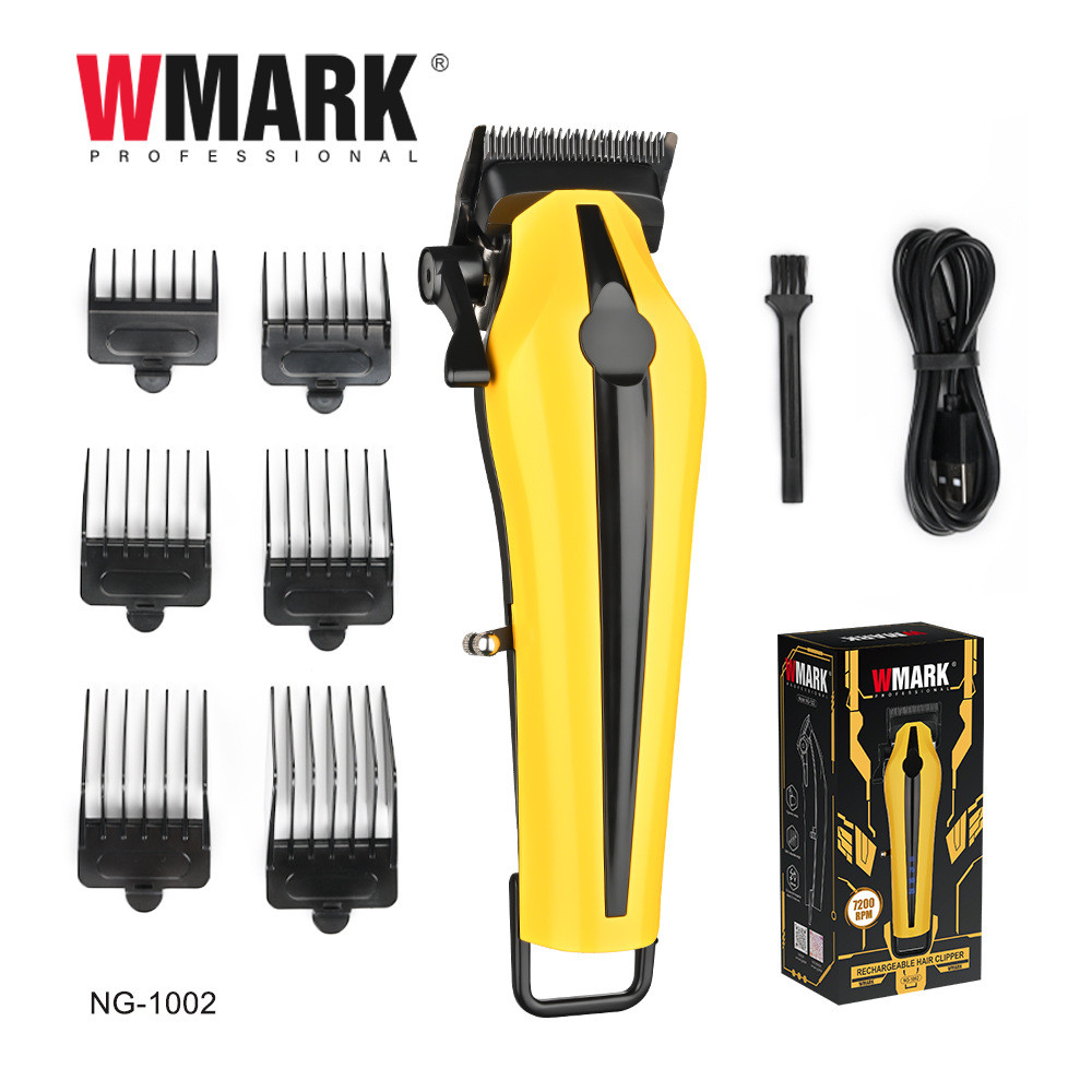 Wmarkng-1002 ปัตตาเลี่ยนผมคุณภาพสูง 5CR ใบมีดสแตนเลสและใบมีดเซรามิกความเร็วมอเตอร์: 7200 RPM ชาร์จร้านทําผม