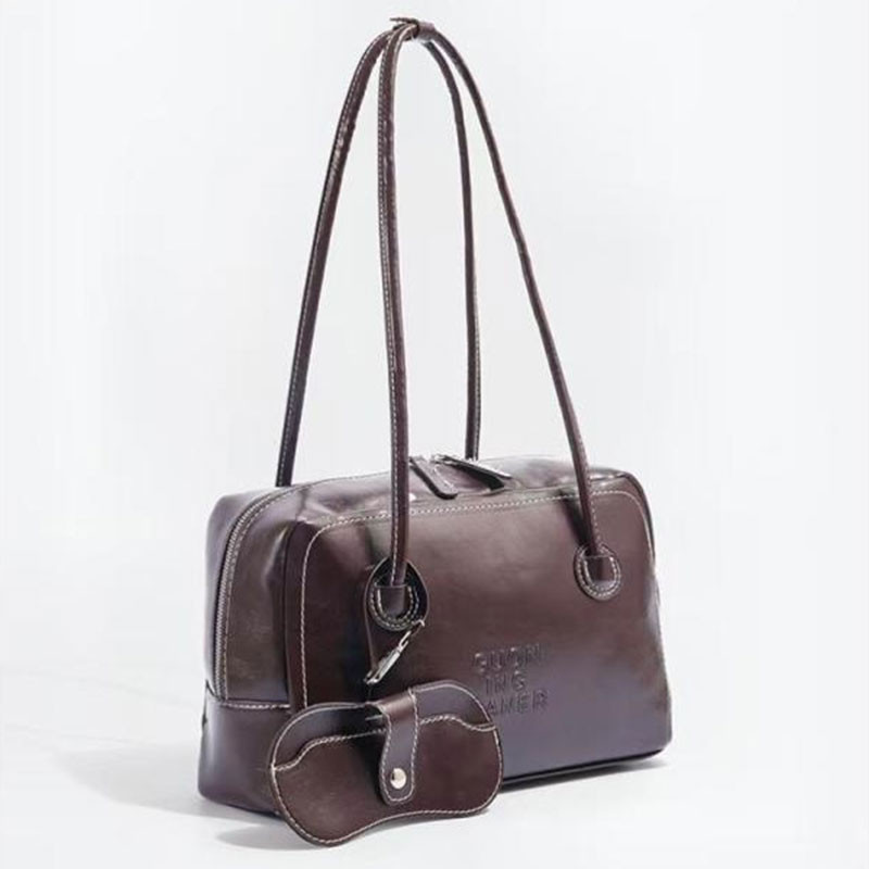 Amila กระเป๋าสะพายไหล่ผู้หญิงRetro Bowlingเวอร์ชั่นเกาหลีอเนกประสงค์Ins niche simple pu Bostonกระเป๋าสะพายแบบพกพาความจุขนาดใหญ่