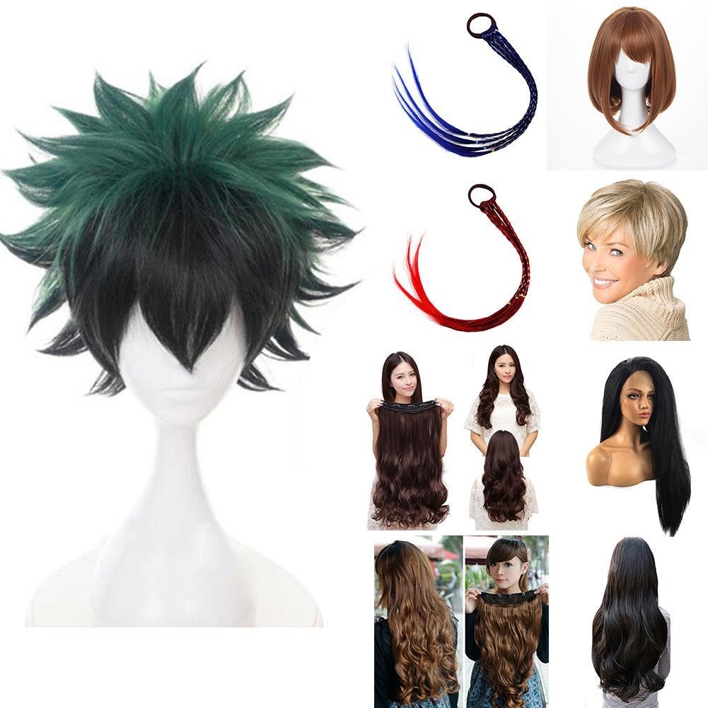 คอสเพลย์วิกผมอะนิเมะ My Hero Academia Deku Izuku Midoriya Hairnet + วิกผมสีเขียวสั้น J4K3