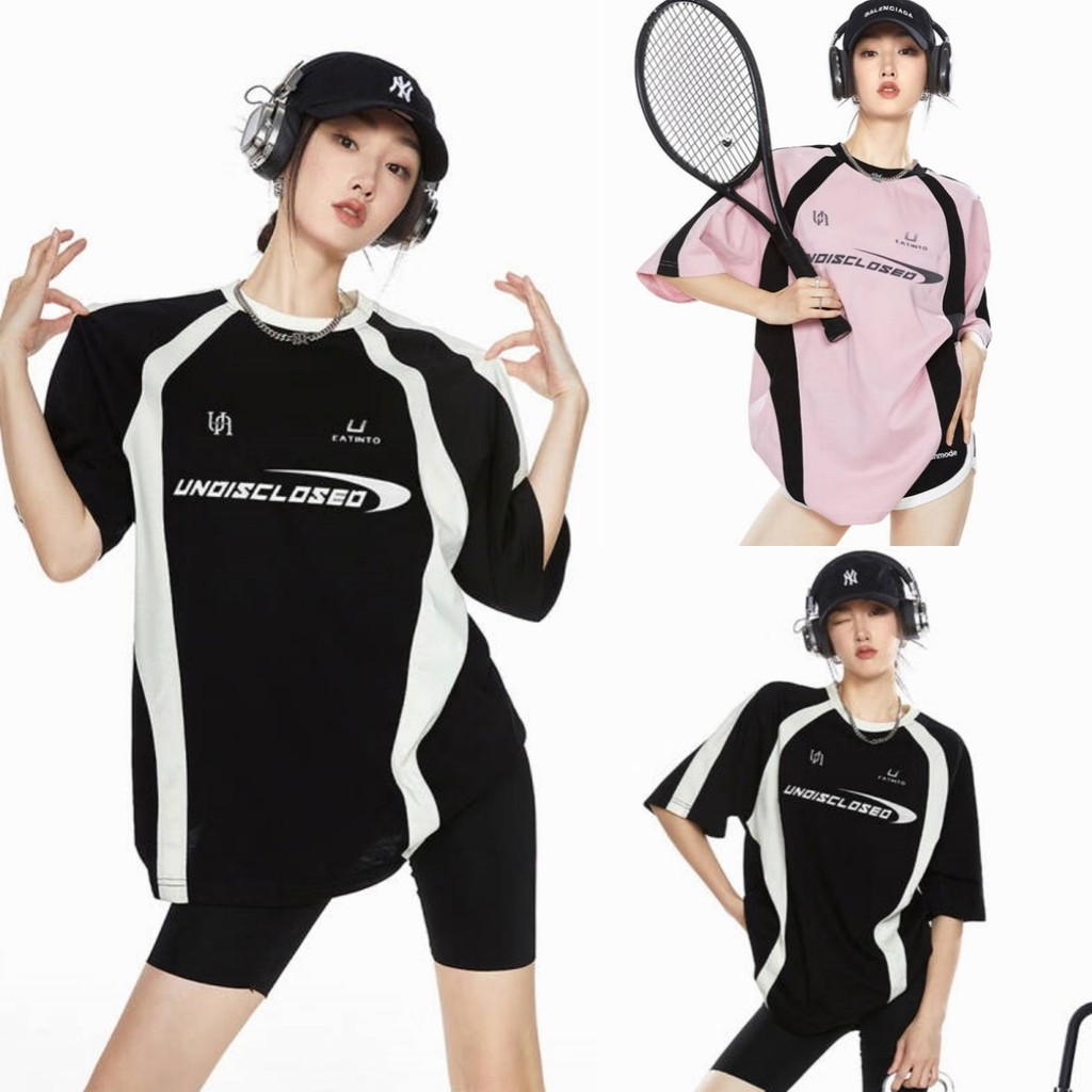 Hotgirl พร้อมส่ง เสื้อยืดแขนสั้นผู้หญิง เสื้อยืดโอเวอร์ซิเดซ ลำลองย้อนยุค พิมพ์ตัวอักษร oversize