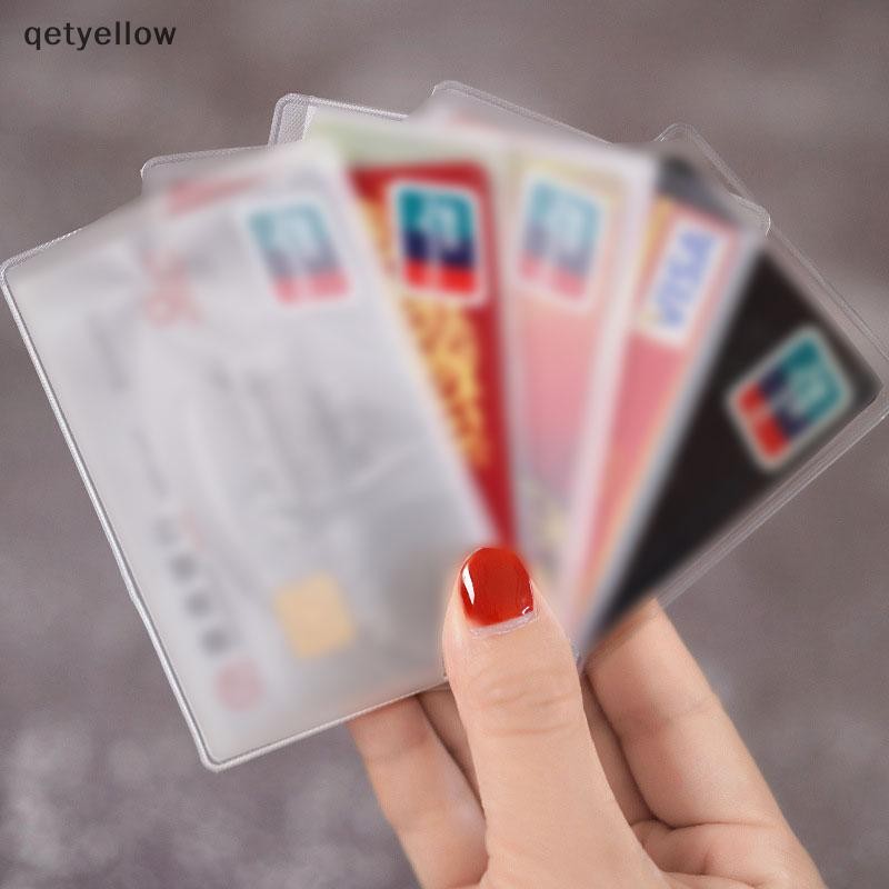 Qetyellow 10 ชิ้น PVC ใสการ์ดป้องกันบัตรเครดิตกันน้ํากระเป๋า TH