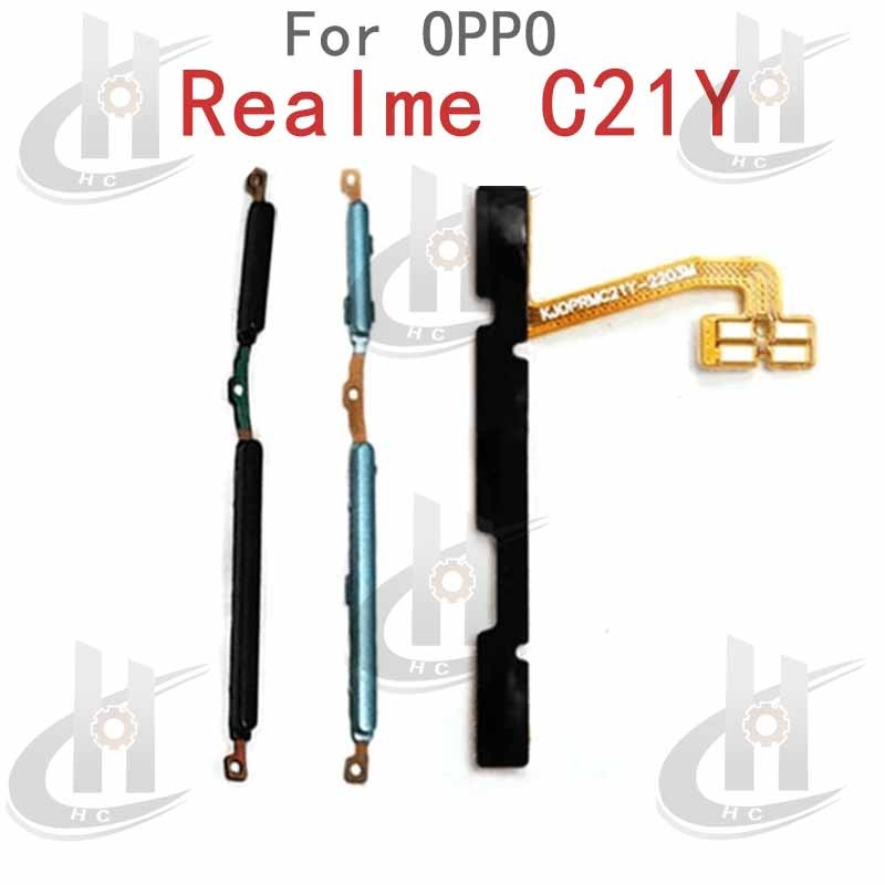 สําหรับ OPPO Realme C21Y C25Y ปุ่มปรับระดับเสียงด้านข้าง Flex Cable Keys ปุ่มปิดระดับเสียงขึ้นและลงปุ่มด้านข้างอะไหล่ทดแทน