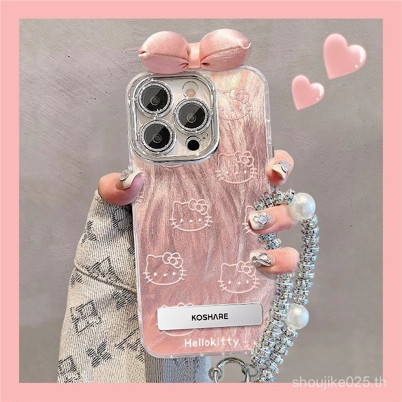 เคสมือถือ Apple 16สุดเท่สำหรับ iphone15promax 14PLUS เคสป้องกัน12/13 Hello Kitty สีชมพู