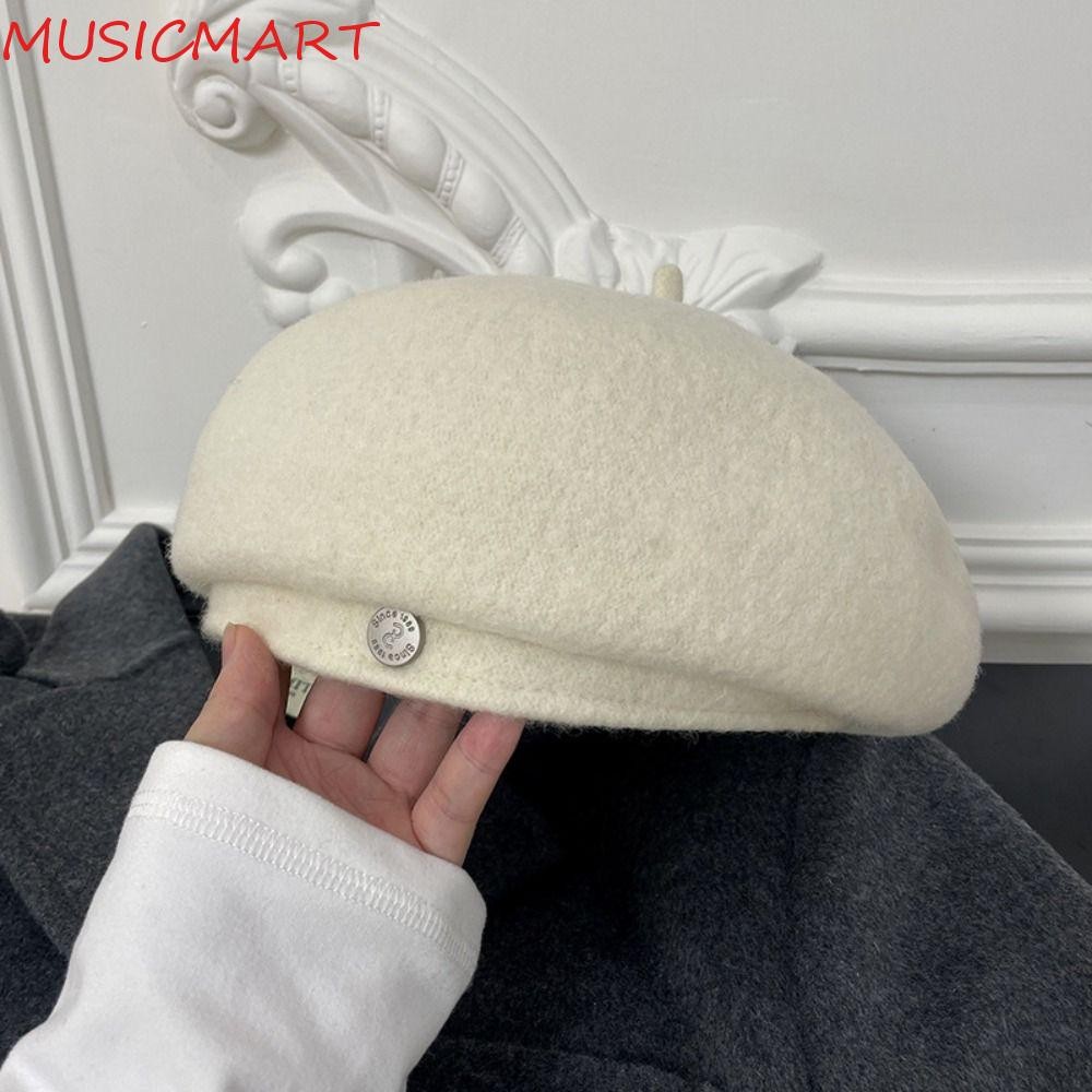 Musicmart หมวกเบเร่ต์ขนสัตว์, ผ้าขนสัตว์สีบริสุทธิ์แปดเหลี่ยม, ย้อนยุคสไตล์อังกฤษสไตล์เกาหลีหมวก Newsboy ย้อนยุคจิตรกรหมวกสุภาพสตรี