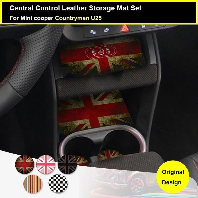 6 ชิ้นหนังรถประตู Groove Mat Slot ถ้วยผู้ถือ Pad Anti-slip ตกแต่งสําหรับ Mini Countryman U25 2024 2025