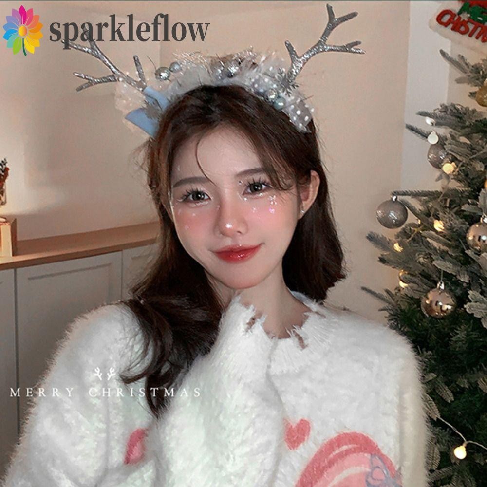 Sparkleflowคริสต์มาสกิ๊บ,merry Christmas Decor Bowknotเด็กกวางเขากวางกิ๊บ,ที่ไม่ซ้ํากันเลื่อมเกล็ดหิมะซานตาคลอสคริสต์มาสHeadabndคริสต์มาสเครื่องแต่งกายแต่งตัว