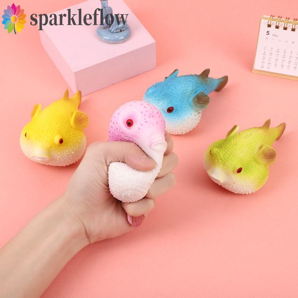 Sparkleflow Pufferfish ของเล่นบีบ, TPR Pufferfish ปลาปักเป้าบีบของเล่น, Kawaii จําลองหยิกช้า Rebound