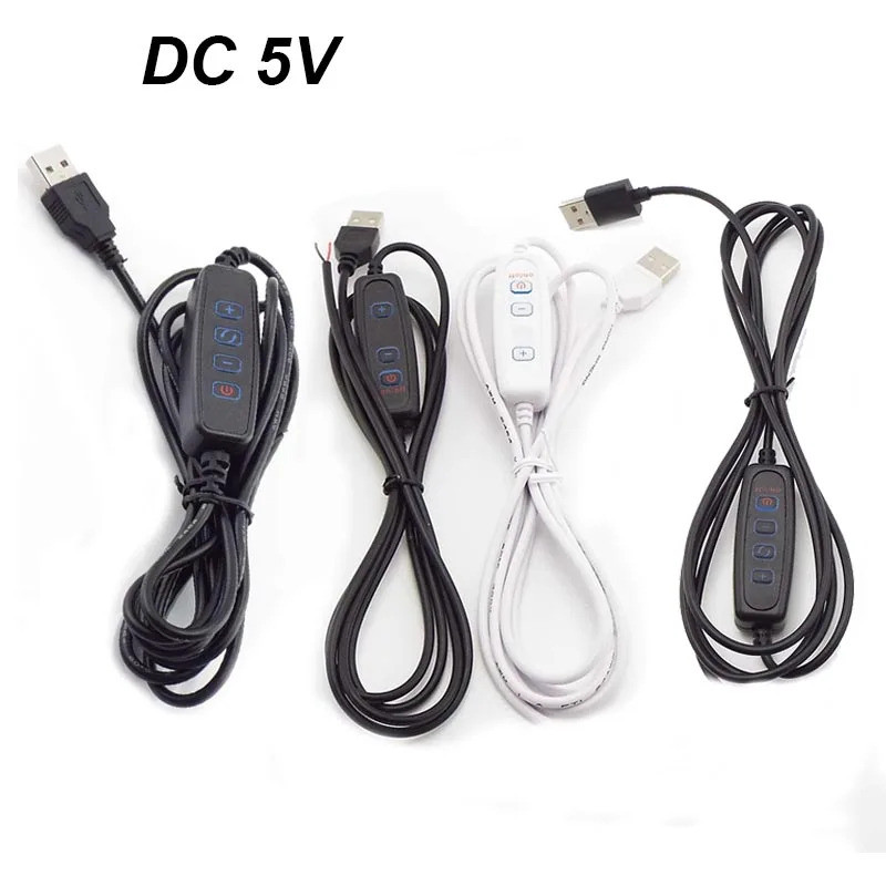 พอร์ต USB สายไฟ DC 5V LED Dimmer Dimming 2pin 3pin สายไฟสายไฟควบคุมสีสําหรับ LED ชิป