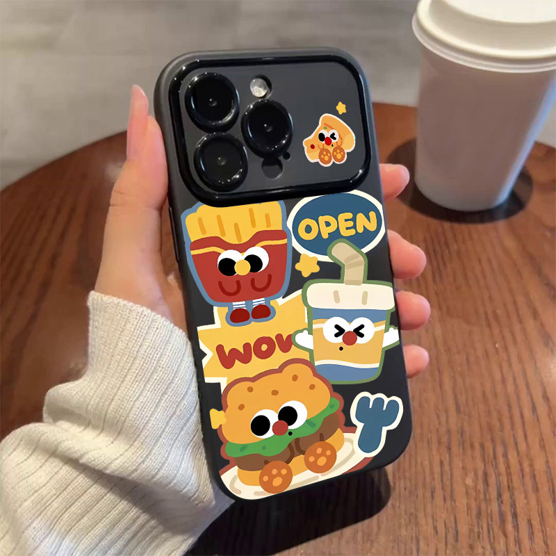Poppa ส่งจากไทย ซิลิโคน เคสไอโฟน กันกระแทก เคสกันกระแทก สําหรับ11 12 13 14 15PRO MAX 7Plus XS/R XSMaxการ์ตูน เบอร์เกอร์