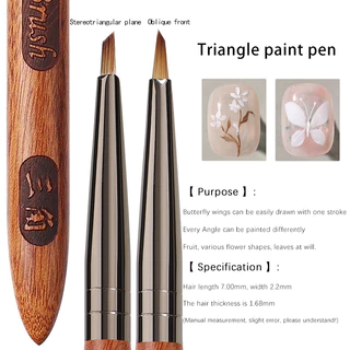 เครื่องมือทําเล็บ ปากกาเพ้นท์เล็บ จิตรกรรม แปรง ปากกา วาด ดอกไม้ ผีเสื้อ ไม้จันทน์ บรรเทา แปรงสามเหลี่ยม คุณภาพสูง คูดัน