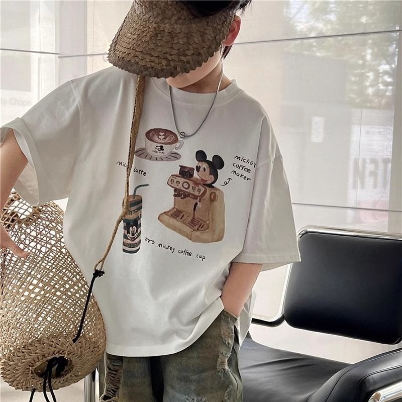 Girl T เสื้อ100% ผ้าฝ้ายแขนสั้นรอบคอเสื้อยืดฤดูร้อนการ์ตูนพิมพ์เด็ก Tops Unisex เด็กสาวสวมใส่
