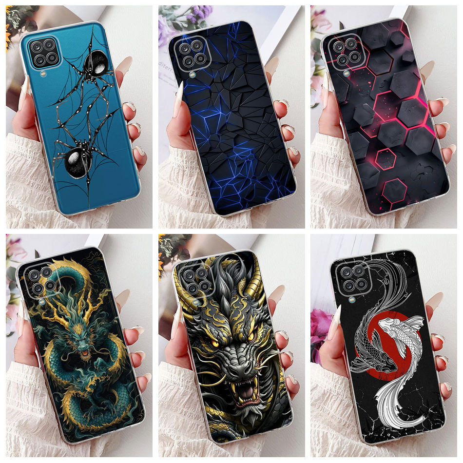 สําหรับ Samsung Galaxy A12 M12 แฟชั่น Dragon Spider สไตล์รูปแบบปลอก Samsung A12 M12 A15F ซิลิโคนนุ่ม TPU เคสโทรศัพท์