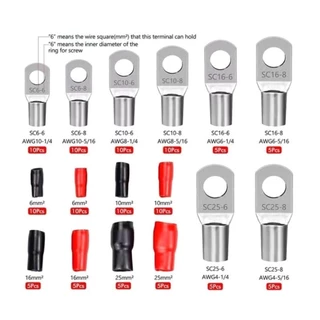 Lily Tube ขั้วต่อสายไฟชุด Tube Cable Lugs ชุด 120 ชิ้นสําหรับการติดตั้งไฟฟ้า
