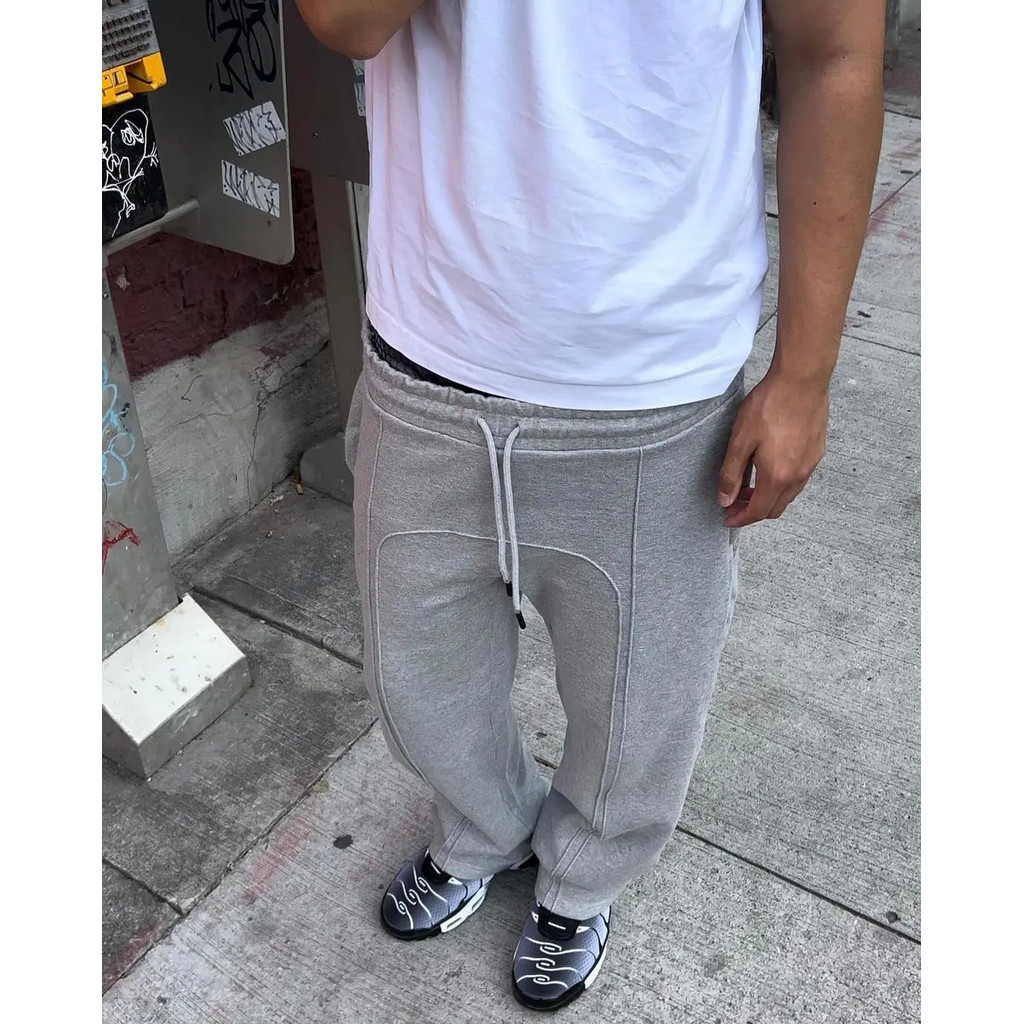 2024 High Street อินเทรนด์ตรงกางเกงลําลองอเมริกัน Harajuku Retro Splicing ขนาดใหญ่ Sweatpants ผู้ชายส่วนบุคคล Streetwear