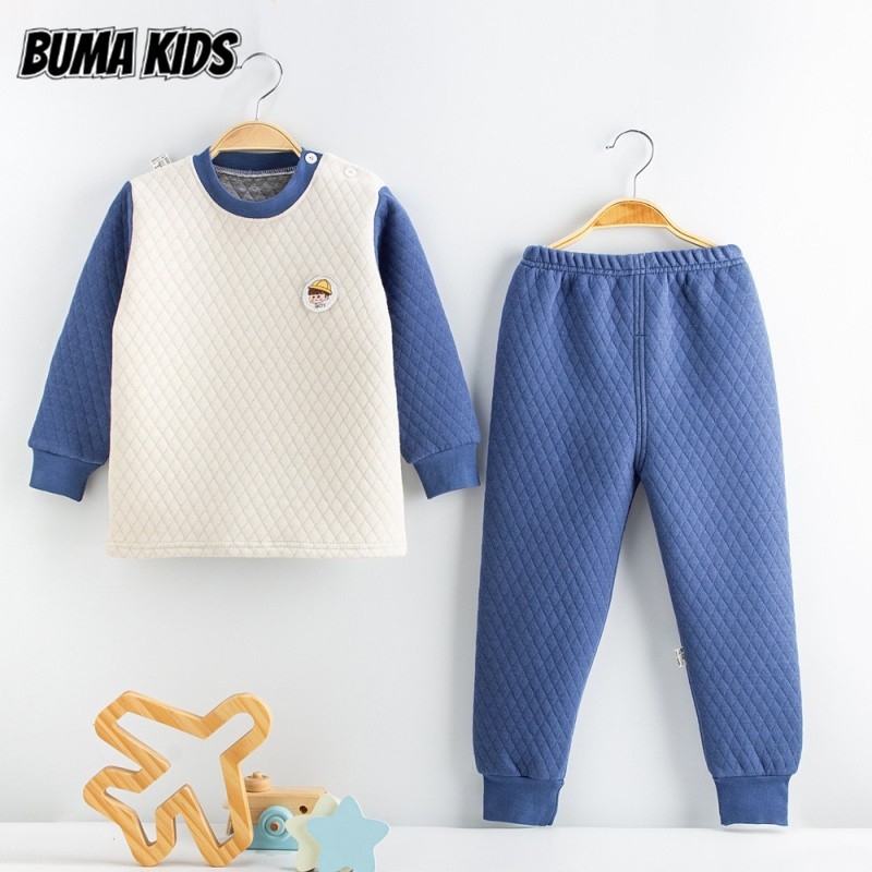 Buma KIDS ชุดนอนเด็กลายการ์ตูนหนาขึ้นชุดเลานจ์ลําลองทรงหลวมสําหรับเด็ก