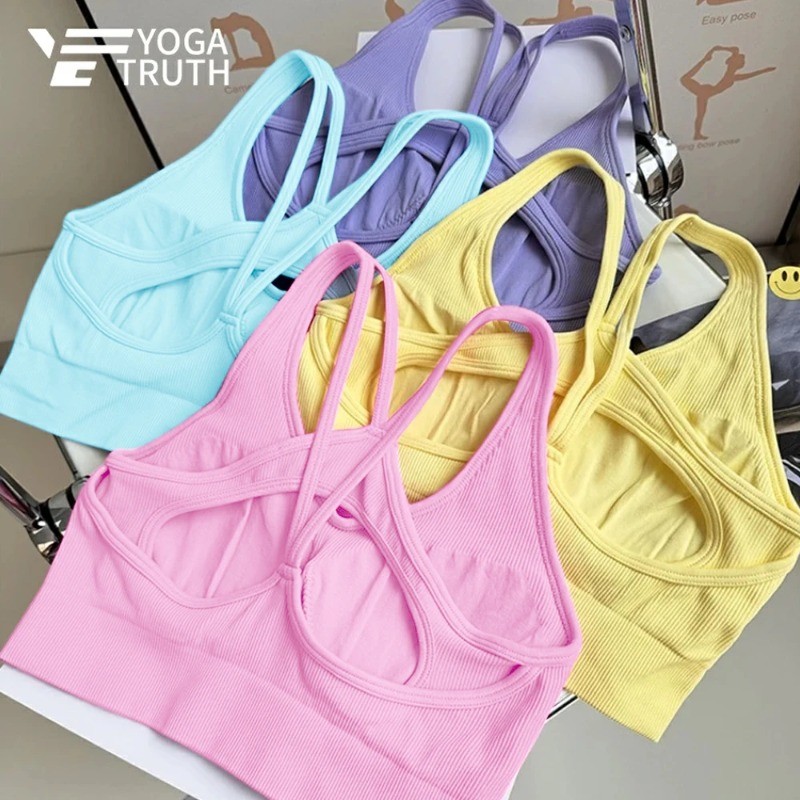YOGATRUTHFixed เบาะสปอร์ตบรา Cross Beauty Back กันกระแทกความยืดหยุ่นสูงโยคะวิ่ง