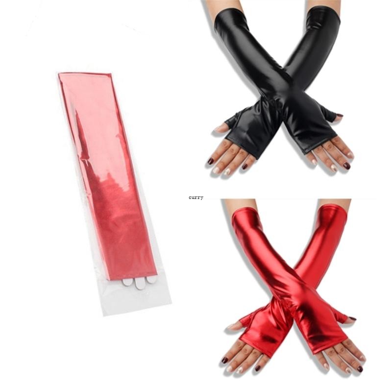 ถุงมือไนท์คลับ CUY สําหรับผู้หญิงและเด็กผู้หญิงถุงมือโลหะครึ่งนิ้ว Party Supply
