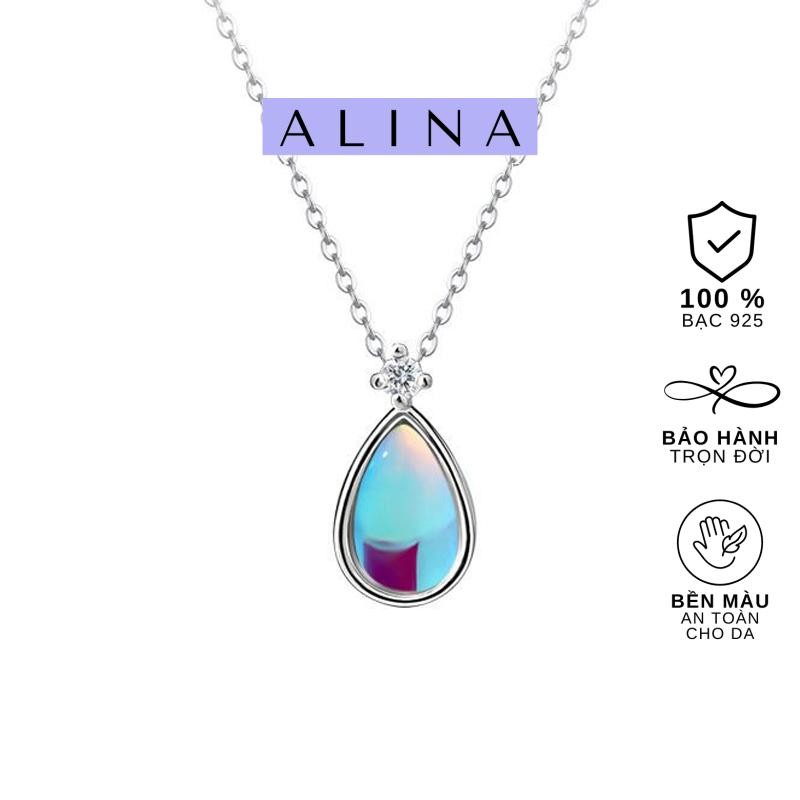 [รับประกันตลอดอายุการใช้งาน] สร้อยคอเงิน 925 Moonstone Water Drop สร้อยคอของขวัญ สวมใส่ทุกวัน Party 