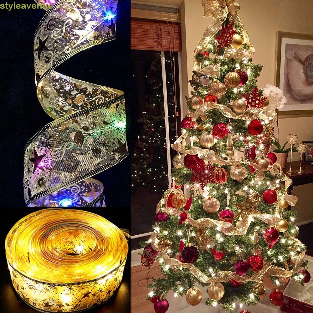 Styleavenue ริบบิ้นคริสต์มาส 50 LED 5M ตกแต่งบ้านโบว์ลูกไม้ปีใหม่ Xmas ไฟ Strings