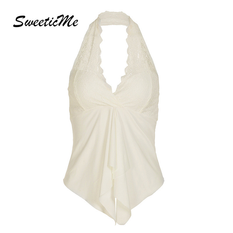 SweeticMe ผู้หญิง 2025 ใหม่แฟชั่นลูกไม้ Slim Fit เซ็กซี่ Backless Casual All Match เสื้อกล้าม Camisole