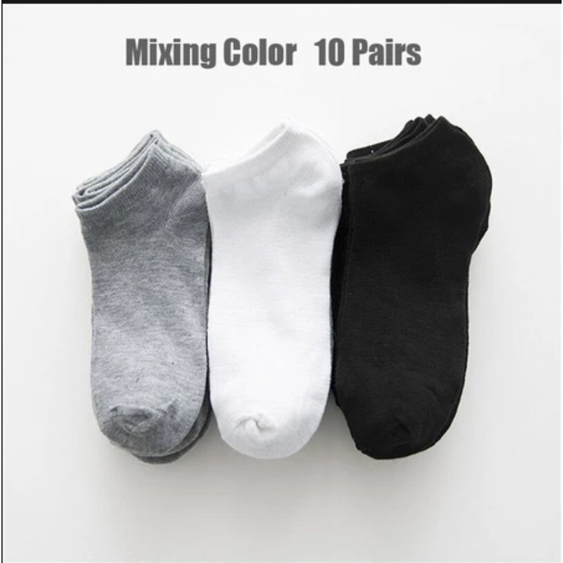 10 คู่สีดํา, สีขาว, สีเทาสีทึบถุงเท้าผู้ชายสดชื่นและระบายอากาศ, ถุงเท้าเรือกีฬาลําลอง, ถุงเท้าข้อเท้าผ้าฝ้