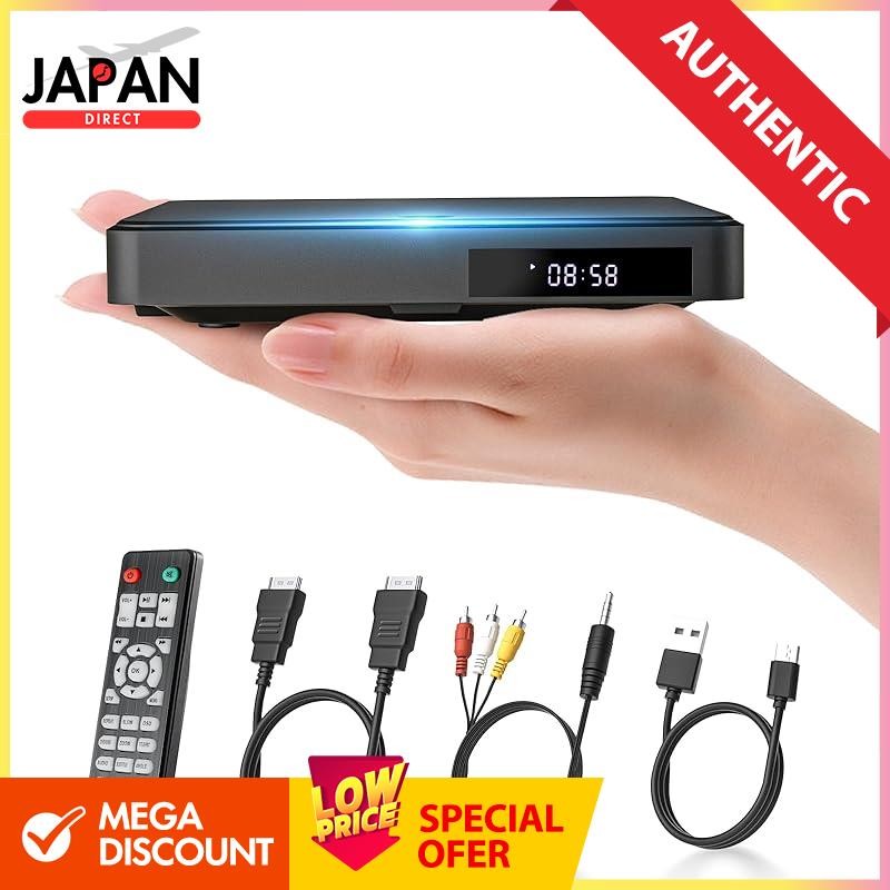 Arafuna Mini DVD Player 1080P Support DVD/CD Playback Only Model USB-Powered Region-Free CPRM Compatible HDMI Output Playback, Programs, Terrestrial Digital Broadcasting TV/Projector Connectable Blue-ray Not Supported Headphone Jack/HDMI/USB Cable/AV Cabl