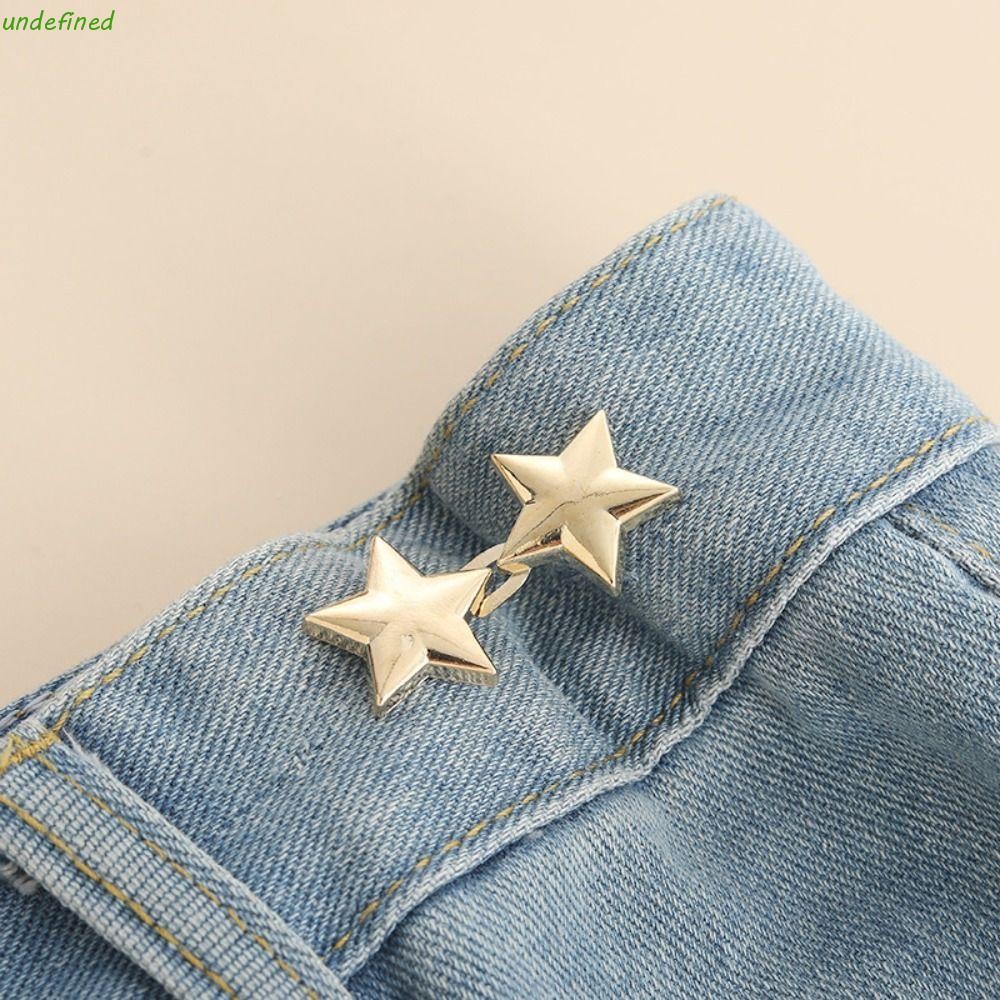 Jarrediw Star กางเกงปุ่มกระชับ,โลหะผสมเอวหัวเข็มขัด Jean Fit กระชับหัวเข็มขัด,เสื้อผ้าอุปกรณ์เสริมปุ่ม Clasps คลิปเอวสีดํา Jean ปุ่มสําหรับกางเกงยีนส์หลวมกางเกง