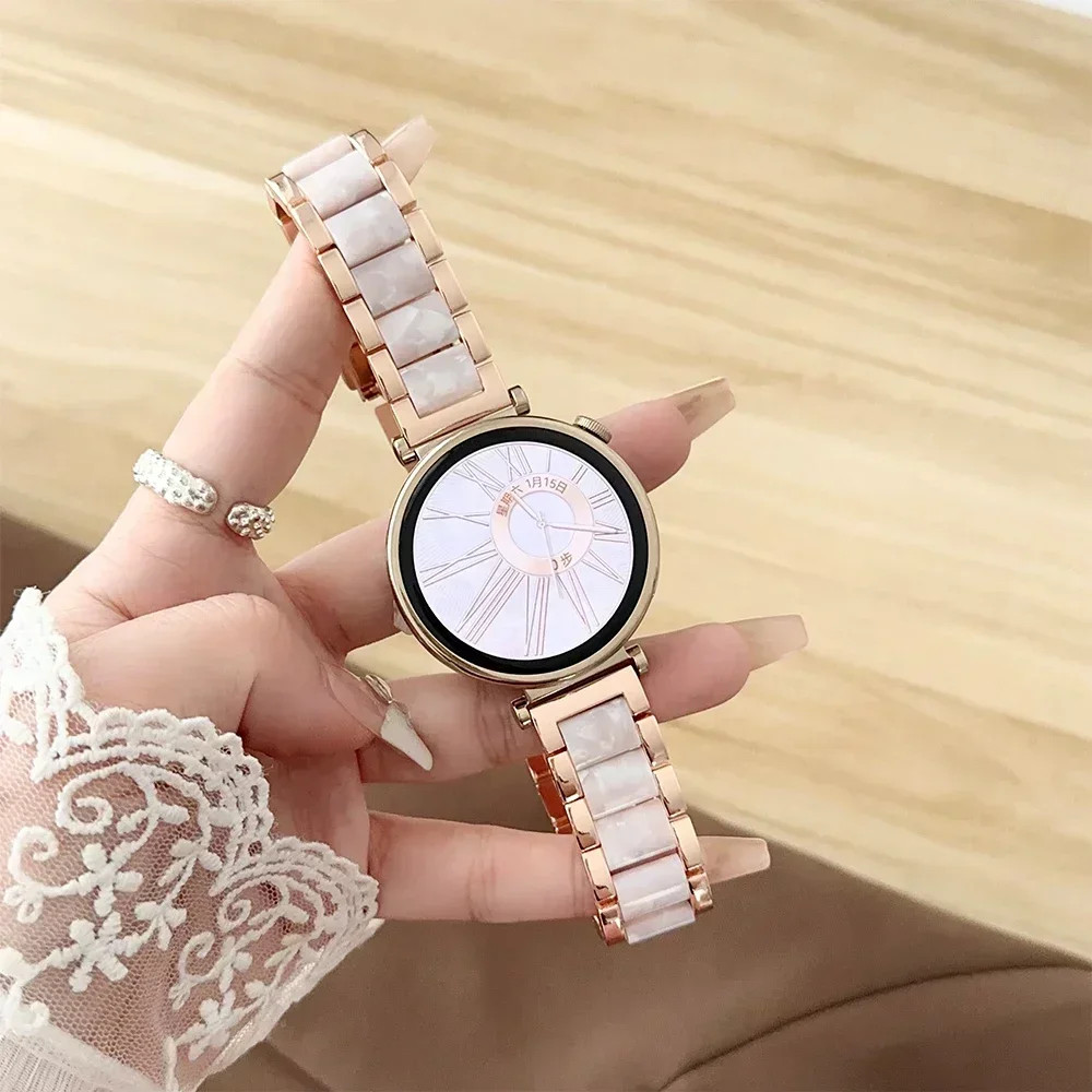 ร้านเปิดใหม่ลดใหญ่สายผู้หญิงสแตนเลส + resin Band สําหรับ Huawei GT5 4 41 มม.นาฬิกาสมาร์ท 18 มม.20 มม.22 มม.สายโลหะสําหรับ Samsung Galaxy 7 6 5 44 มม./40 มม.