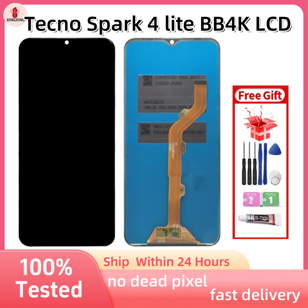 TECNO LCD สําหรับ Tecno Spark 4 lite BB4K จอแสดงผล LCD เปลี่ยนชุดหน้าจอสัมผัส